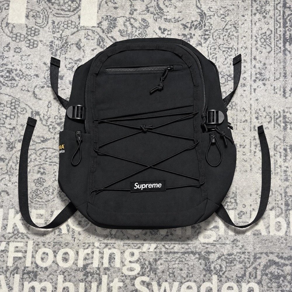Supreme FW22 Backpack Black Cordura Recycled Nylon Bungee Logo Bag NWT